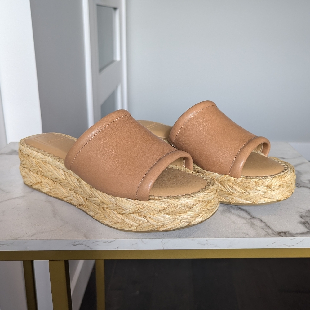 Dolce Vita Chavi Raffia Leather Platform Sandals